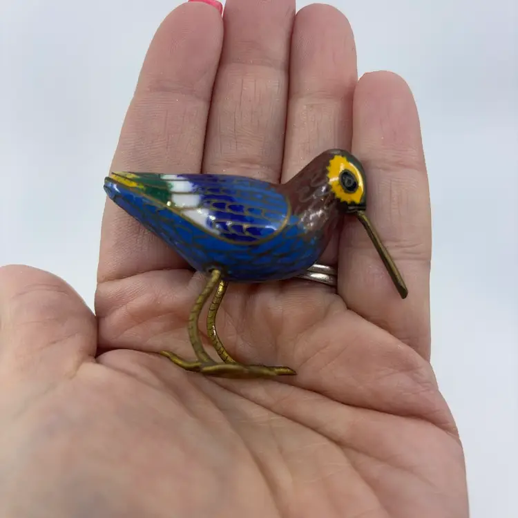Mini Cloisonné Brass Sandpiper 2.5”