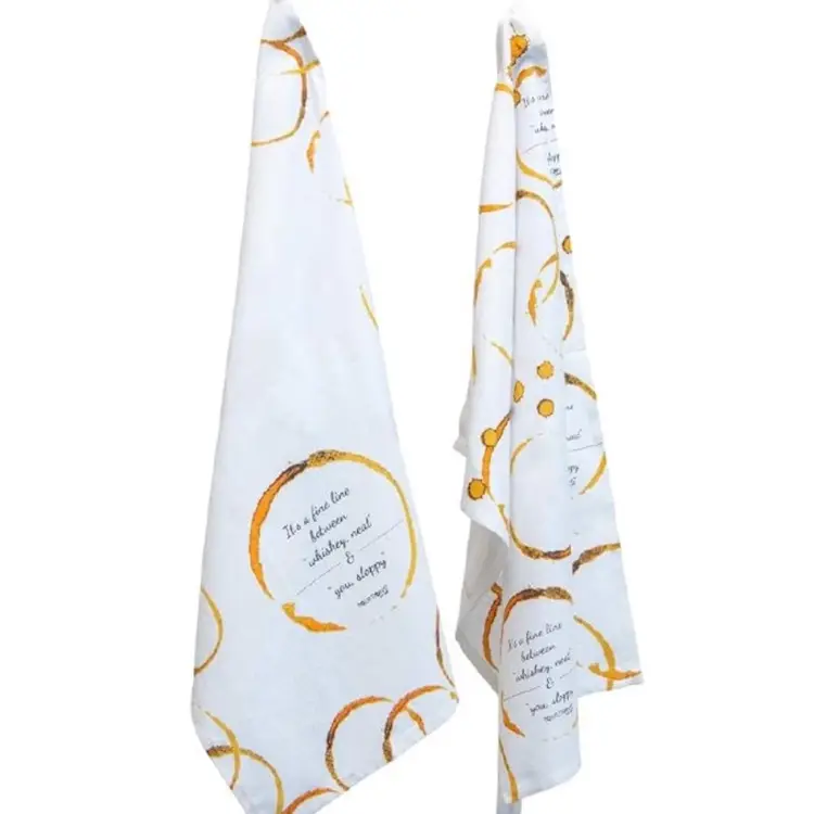 Pourtions “Neat & Sloppy” Cotton Kitchen Dishcloth Tea Towels Set Of 2 New