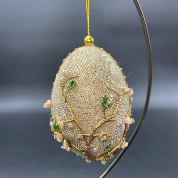 Gump's of San Francisco Cherry Blossoms Egg Shaped Ornament VTG Fabergé Style