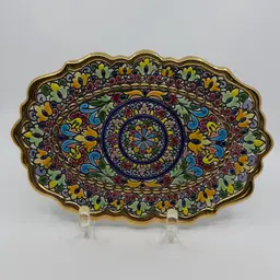 Cercolon Hand Painted 24 Karat Gold-Trimmed Wall Plaque/Trivet Spain