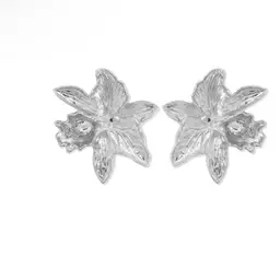 ORCHID BLOOM ZIRCONIA STATEMENT EARRINGS –SILVER