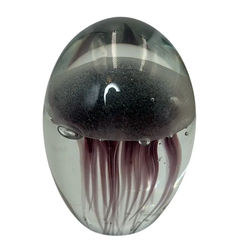 Jellyfish Paperweight- GLOWS Green And Blue In Different Light! 4” x 3”
