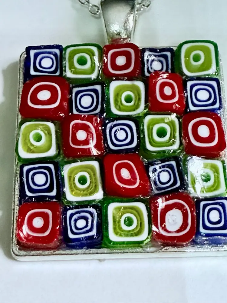 Millefiori Glass Pendant 17-18 Inch Chain