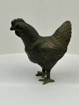 Vintage Solid, Brass Hen Chicken Figurine