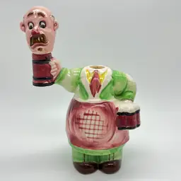 Vintage Stunned Looking Figural Bartender Decanter Made in Japan