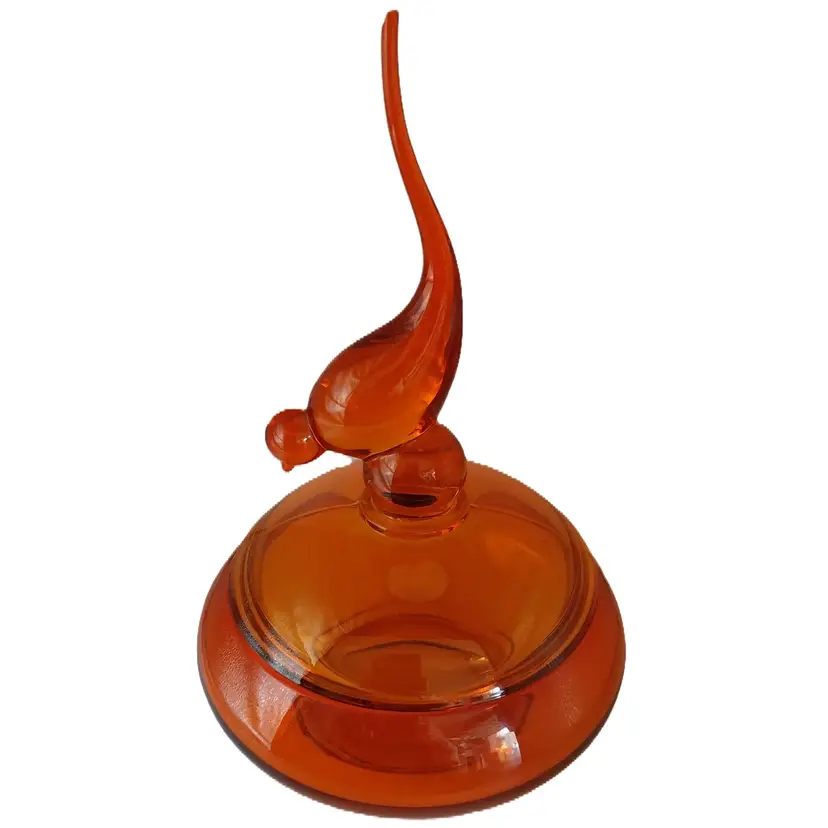 Vintage Viking Glass Persimmon Epic Bird Candy Box