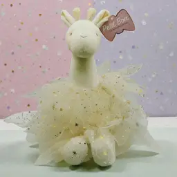 FAO Schwarz Petit Bon Ballet Giraffe Plush Ballerina Cream Skirt Tutu Gold Stars