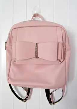 NWOT Betsey Johnson blush pink mini backpack purse with bow accent