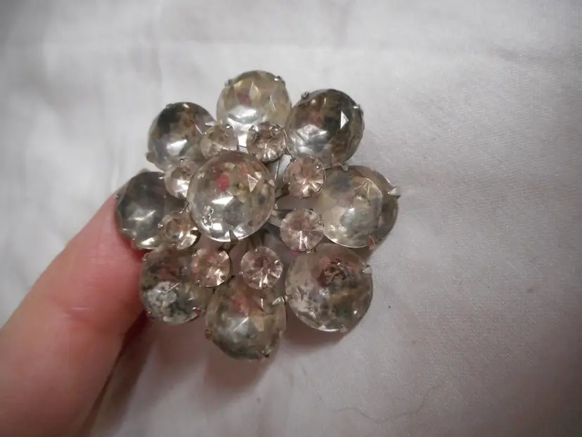Vintage Rhinestone Brooch Pin Estate Costume Jewelry