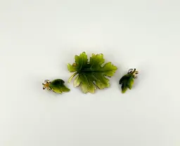 Vintage Signed Austrian Gold Tone Enamel Brooch and Clip-on Earring Set