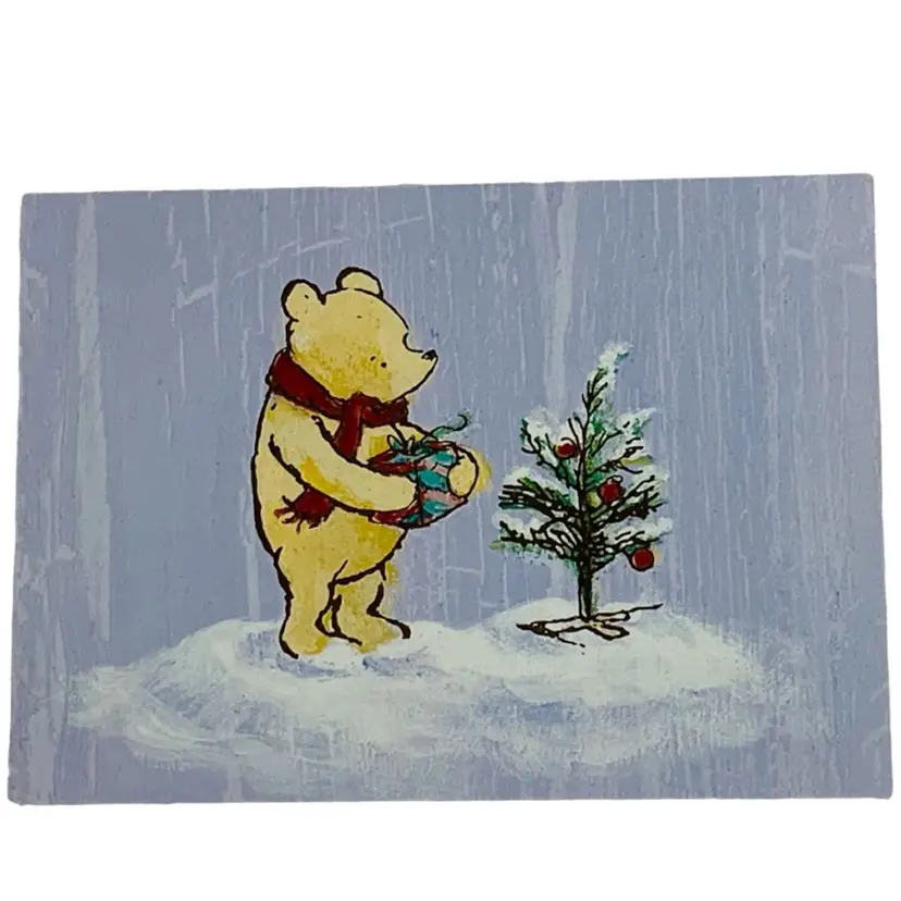 Vintage Classic Winnie The Pooh Holiday Postcard 