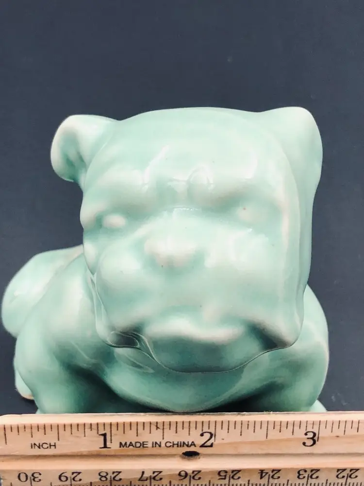 Green Small Morton Pottery English Bulldog 