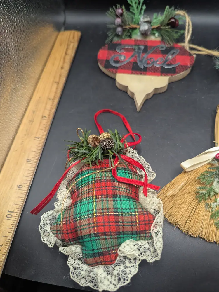 Vintage Lot of 5 Decorative Christmas Ornaments Homemade and Store Bought