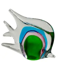 Art Glass Fish Paperweight Clear/Green/Pink/Blue
6” T x 7-1/2” L x 3” W
