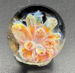 Contemporary Art Glass Marble Implosion Sea Anemone .9”