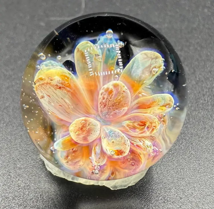 Contemporary Art Glass Marble Implosion Sea Anemone .9”
