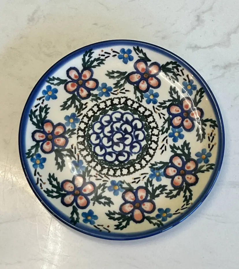 Boleslawiec Polish Pottery Hand Painted Floral Bread Dessert Plate Cottagecore