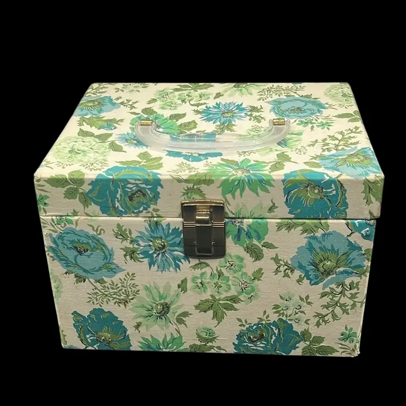 9”x7”x6” Vintage MCM Floral Fabric Hinged Storage/craft  Box