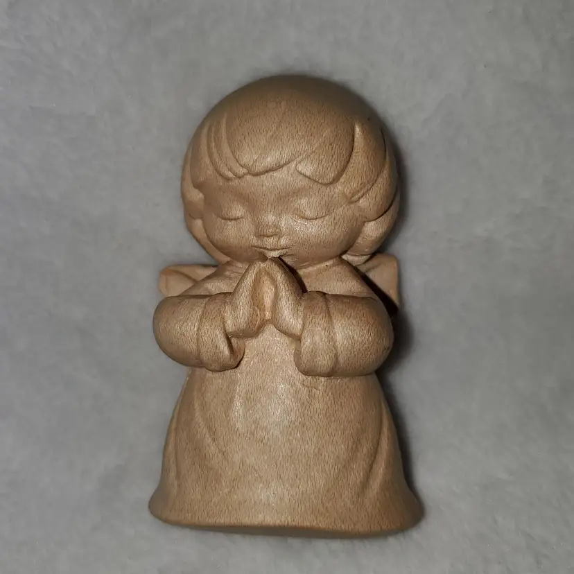 Vintage Wooden Praying Angel Figurine Marked Italy