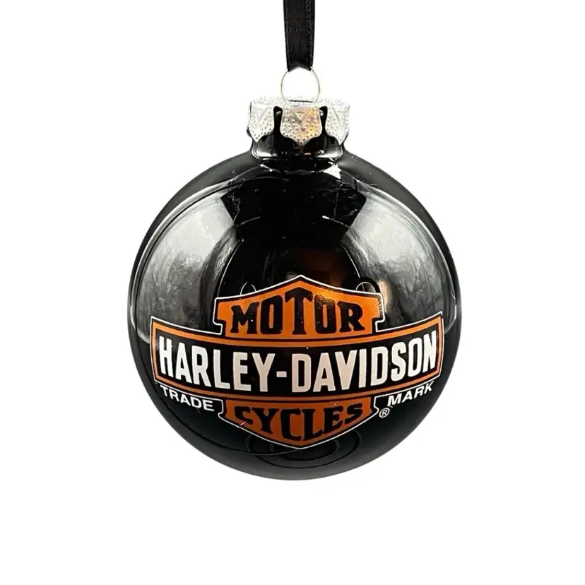 Harley-Davidson Christmas Ornament Black Bar & Shield Logo Shatter Proof Ball