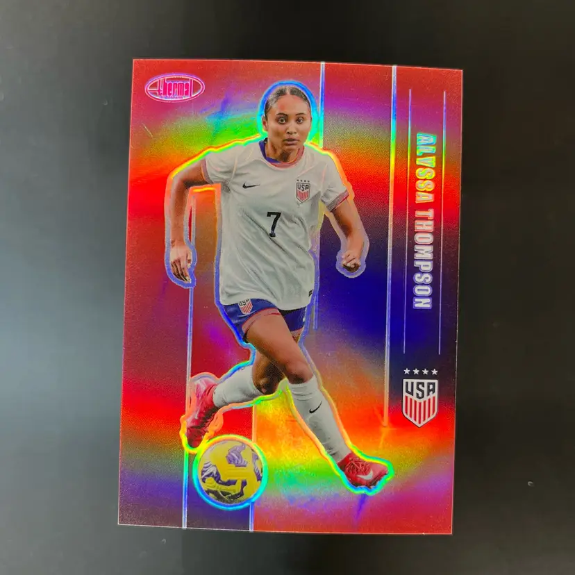 Alyssa Thompson 2025 Parkside Thermal USWNT Red Parallel Soccer Card