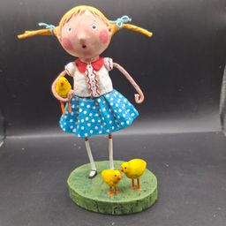 2022 Chickie Dee Polka Dot Girl With Chicks Figurine By Lori Mitchell