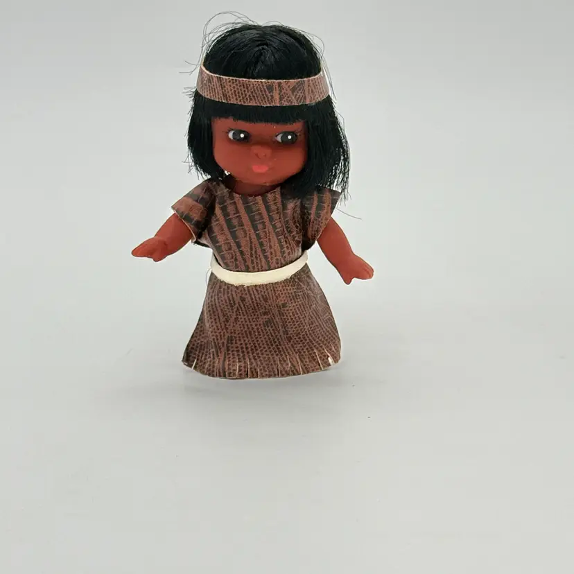 Vintage 1950’s -60’s Ray Carlson Dolls Miniature Indian Rubber Doll With Leather