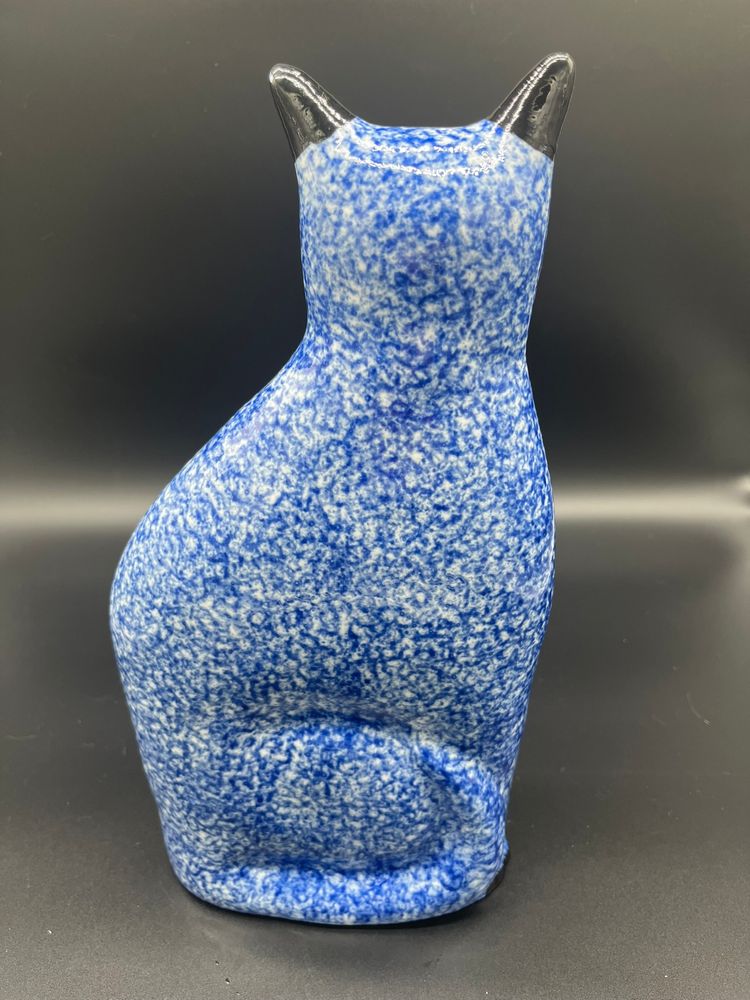 Vintage Enesco Blue Speckled Cat Figurine - 12" Tall