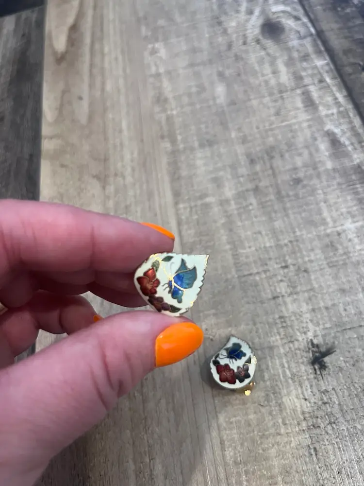 Vintage Cloisonné Butterfly Earrings