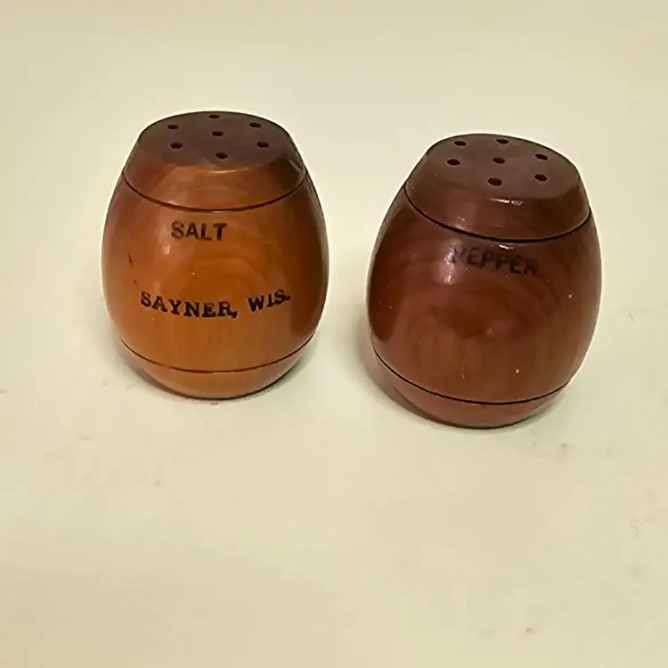 Vintage Wood S&P Shakers From Sayner Wisconsin