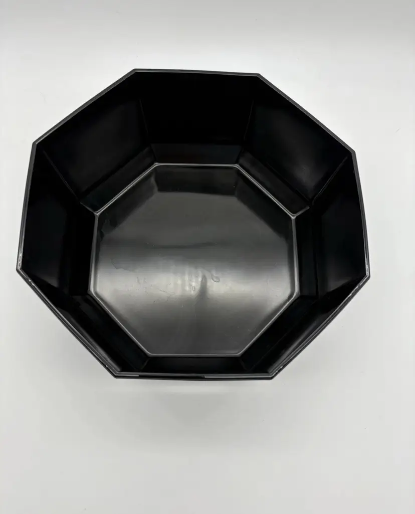 Vintage Arcoroc Octime Bowl France Black Glass Octagon Salad Serving 9" x 4"