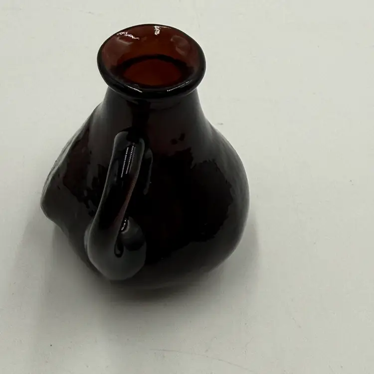 Hand Blown Amber Brown Glass Small Pitcher Jug Bud Vase