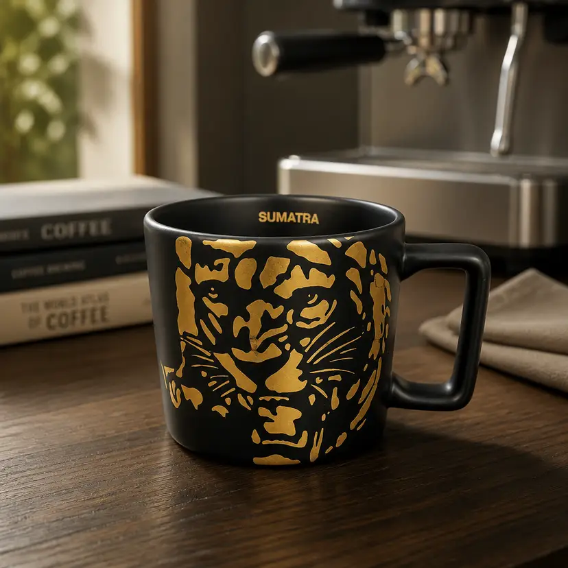 Starbucks Sumatra Tiger Mug, 14 oz, w/ Square Handle