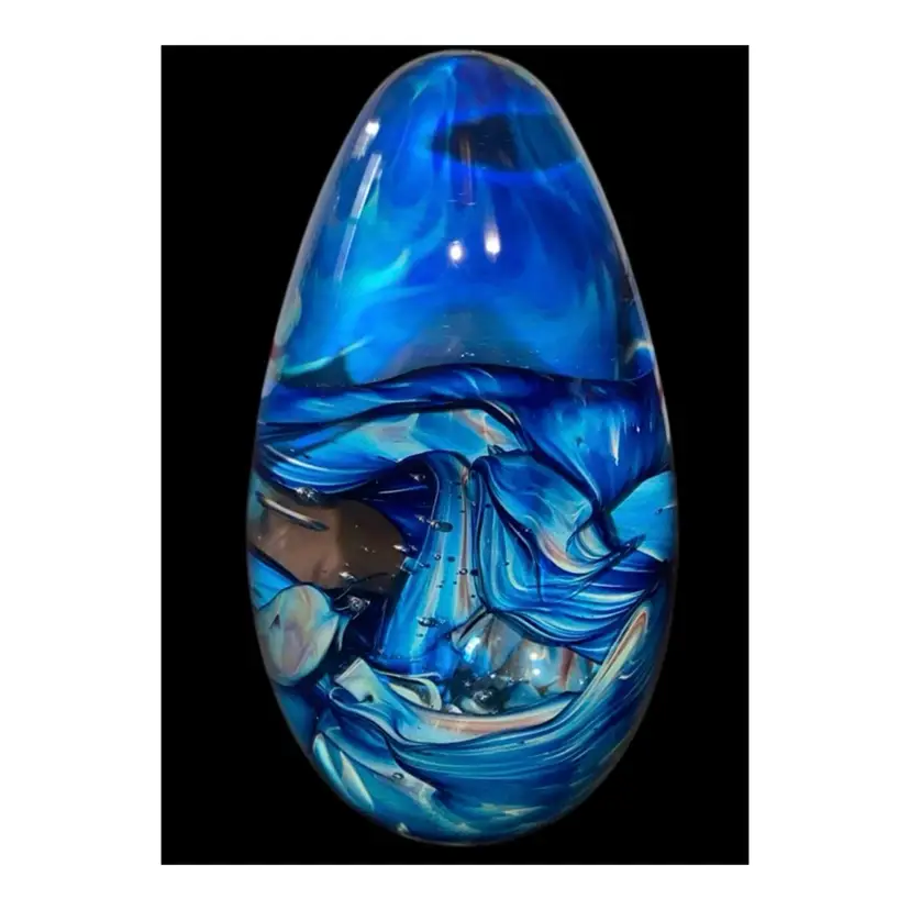 #09- Vintage  Signed Paperweight - Multi-colored