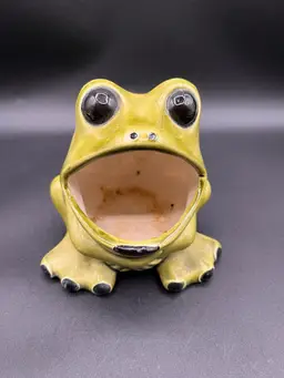 #19 Hand Made Hobbyist Green Open Mouth Frog Sponge Holder 5.5”READ 🐸