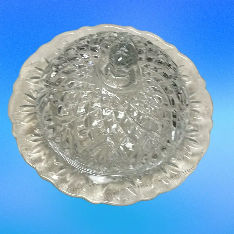 Vintage Anchor Hocking Cut Glass Butter Dish