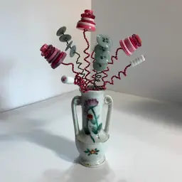 Pink & Purple Button Flower Vase