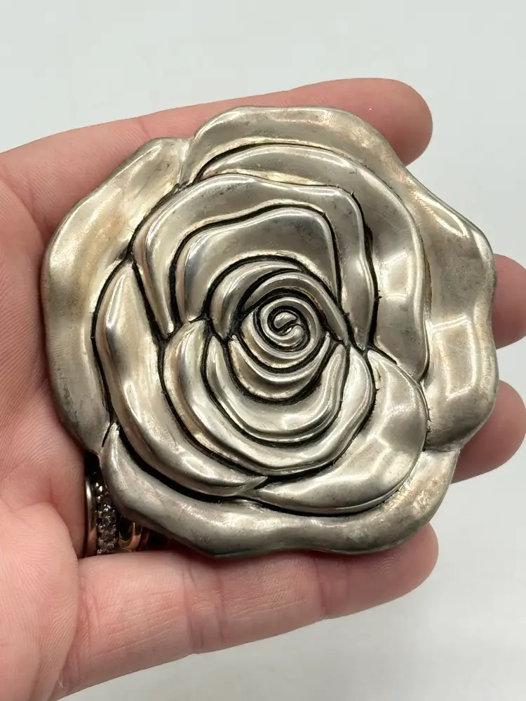 Vintage Godinger silver art co rose flower mirror