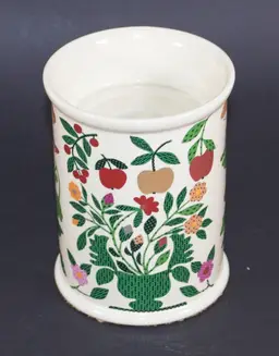Vintage Museum of American Folk Art Candle Holder Porcelain Pillar Taper Applique Quilt 5" Tall