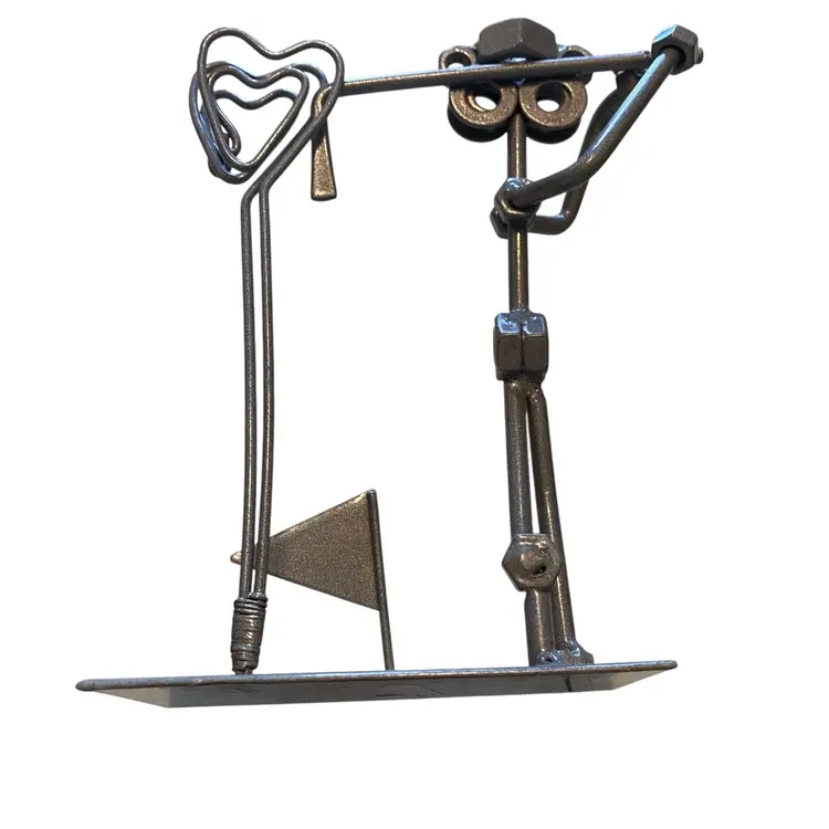 Golf Golfer Gift Metal Handcrafted Nuts and Bolts Golfer Sculpture Art Desk