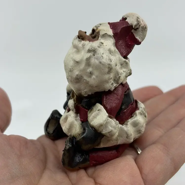 Sara Meadows Pottery Mini Santa Figure Signed 3”