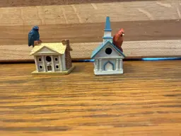 Lenox Miniature Birdhouse Figurines – Cardinal Church & Bluebird House – Vintage Collectible Home Décor