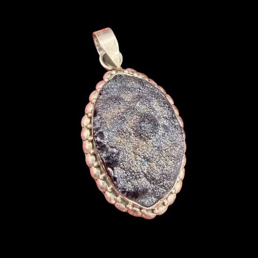 Sterling Silver And Dark Druzy Pendent