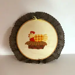 Chicken Embroidery Hoop Art Wall Hang