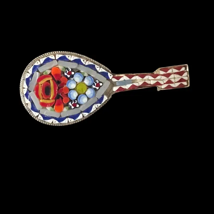 #03 - Vintage Micro Mosaic Pin Made In Italy (Brooch)
