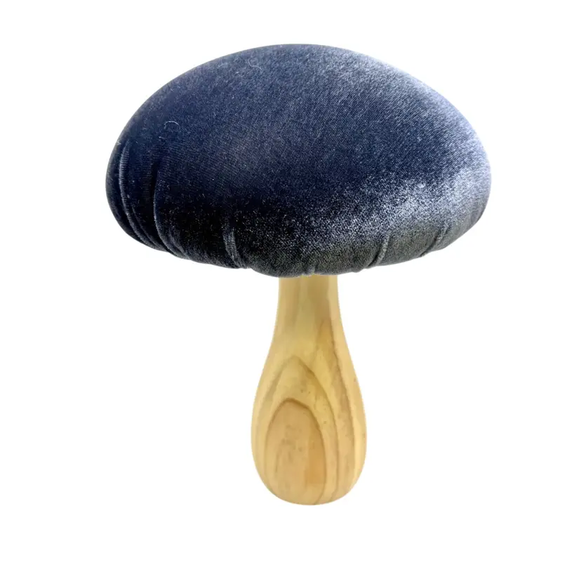 Contemporary Velvet And Wood Mushroom 8.5”