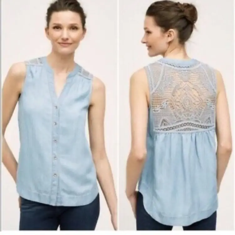Holding Horses Anthropologie Sleeveless Denim Top