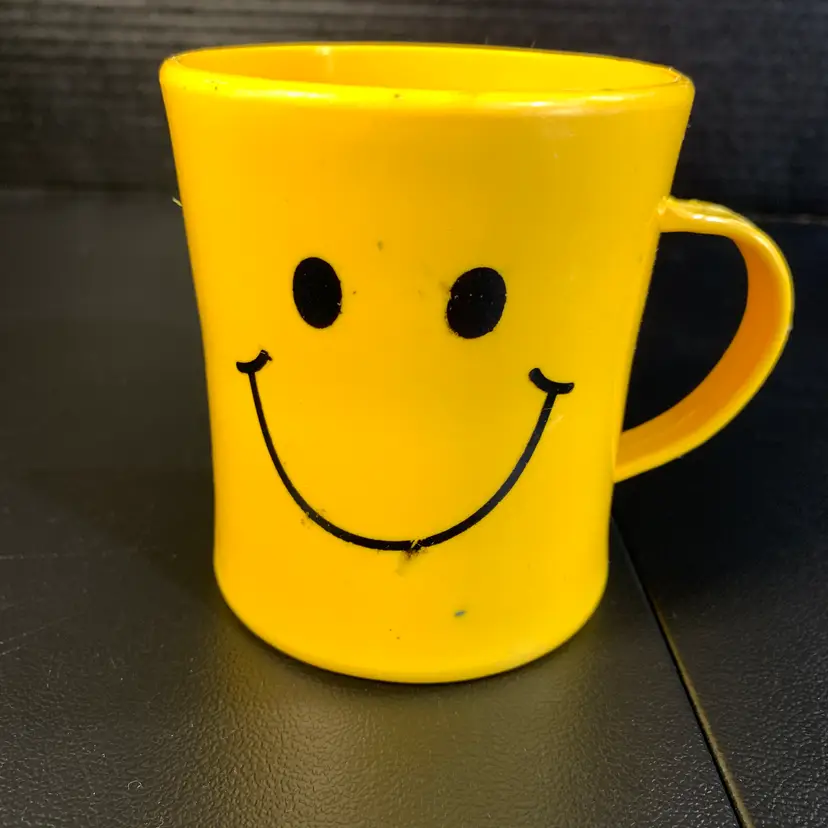 Vintage Plastic Happy Face Mug