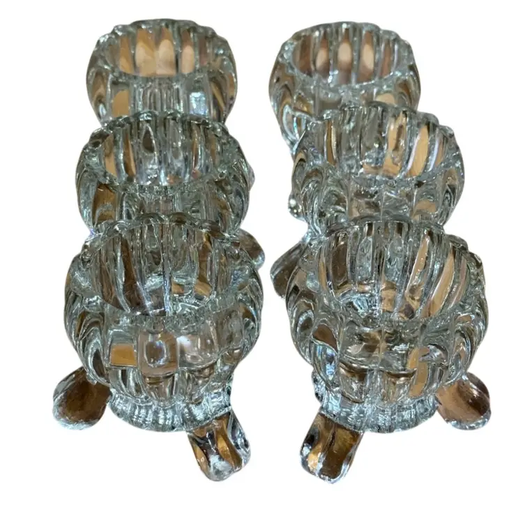 Jeannette Glass National pattern clear glass single light candlestick holders Set Of Six