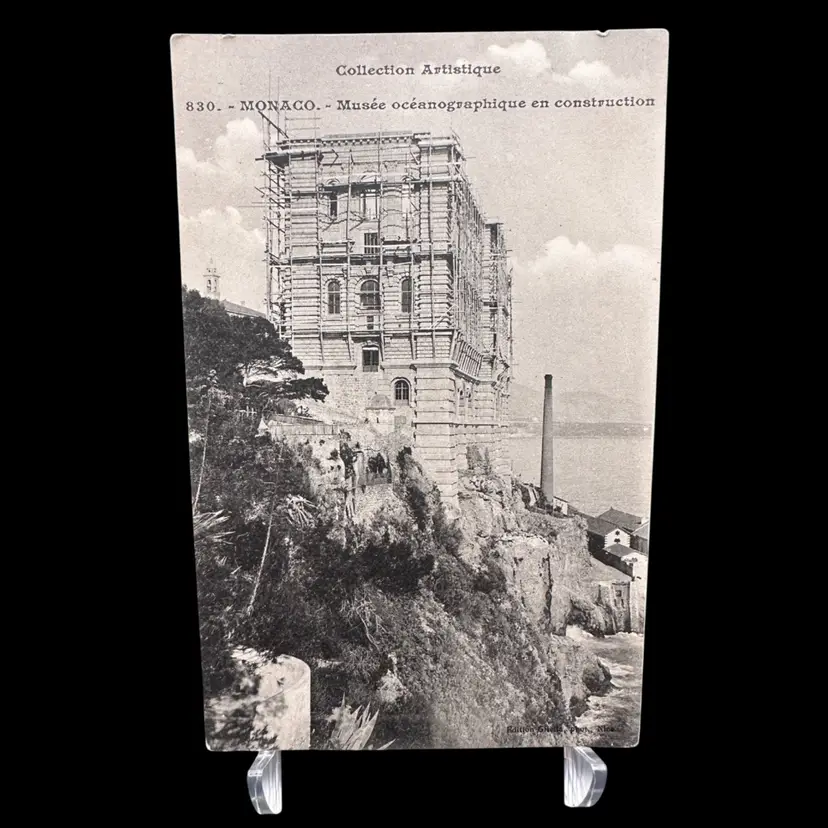Vintage Oceanographic Museum of Monaco Being Built Postcard, Unused 1908